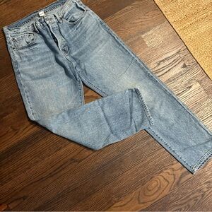 NSF Loose Fit Straight Leg Blue Recycled Denim Jeans 30 $295